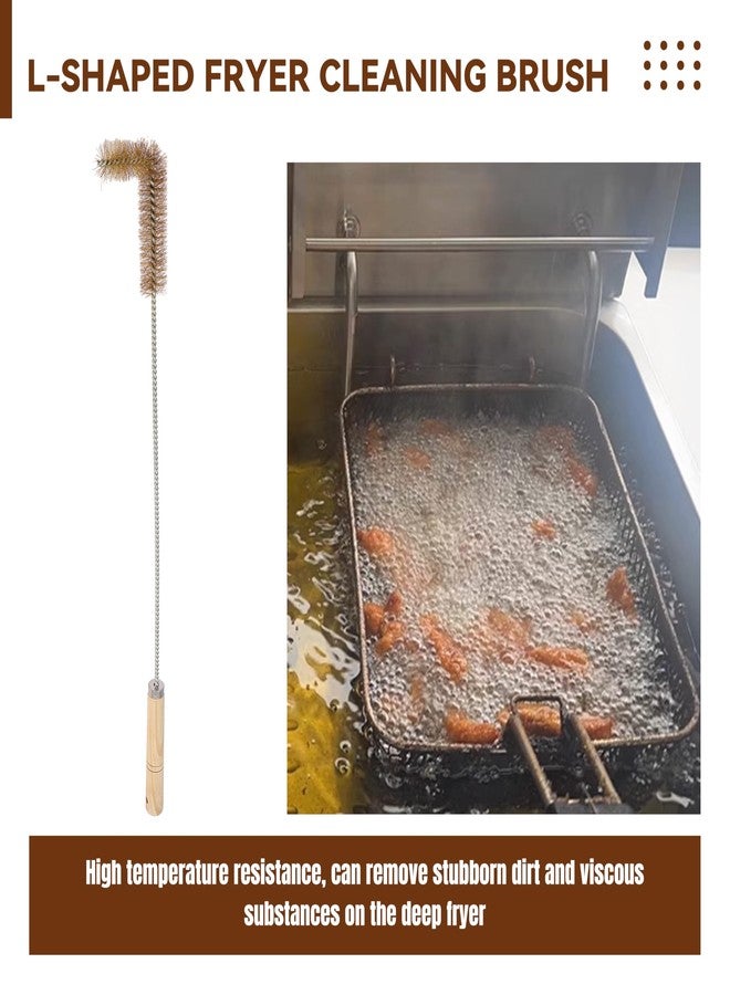 NuFlySic 4 Pcs Fryer Cleaning Tools, L Shaped Brass Bristles Fryer Deep Cleaning Brush, Deep Fryer Crumb Scoop, Fryer Deep Cleanout Rod, Long Handle Fryer Basket Brush for Restaurant Air Fryer - Image 4